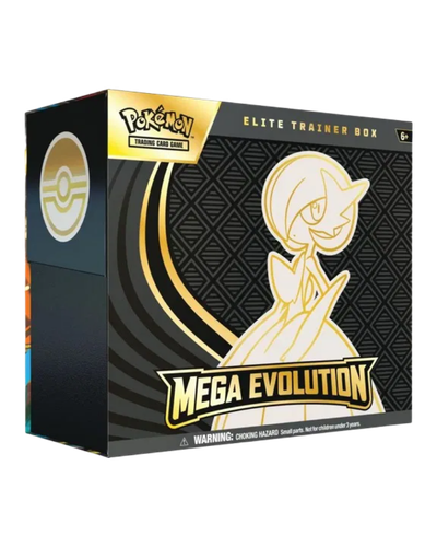 Pokémon Mega Evolution Elite Trainer Box packaging with Pokémon logo.