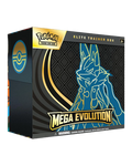 Pokémon Mega Evolution Elite Trainer Box packaging with Pokémon logo.