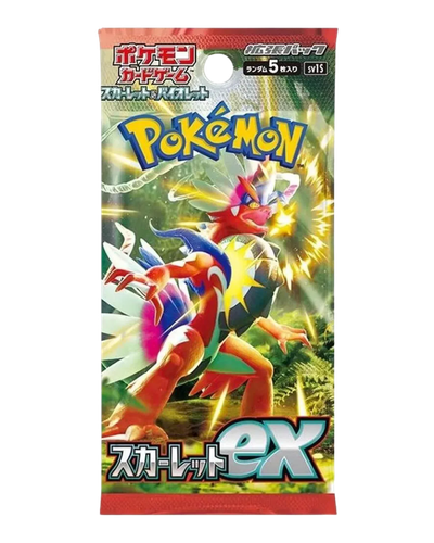 Pokémon trading card game pack featuring a colorful Pokémon character on a white background