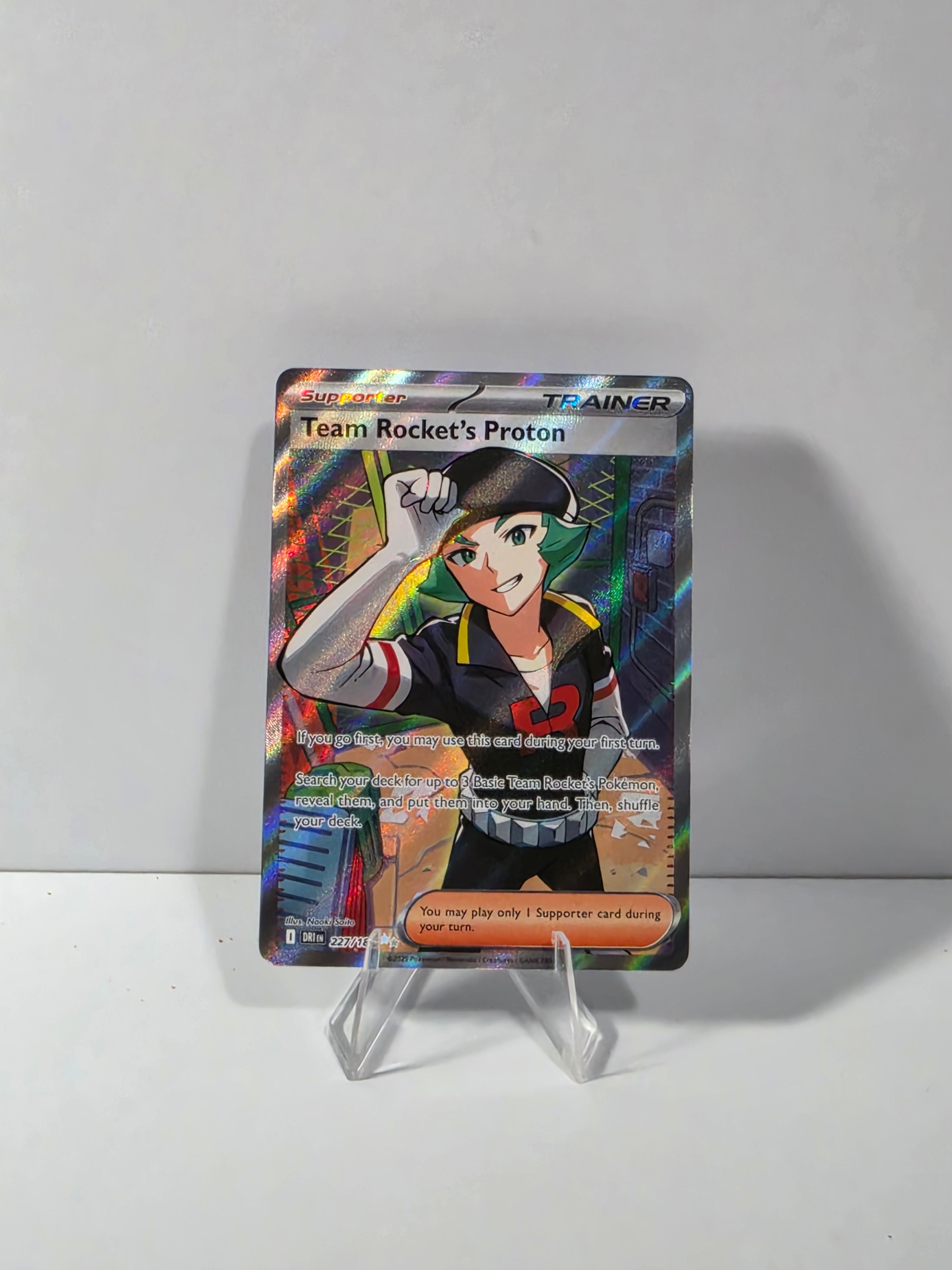 Trading card featuring an animated character in a sports uniform on a white background