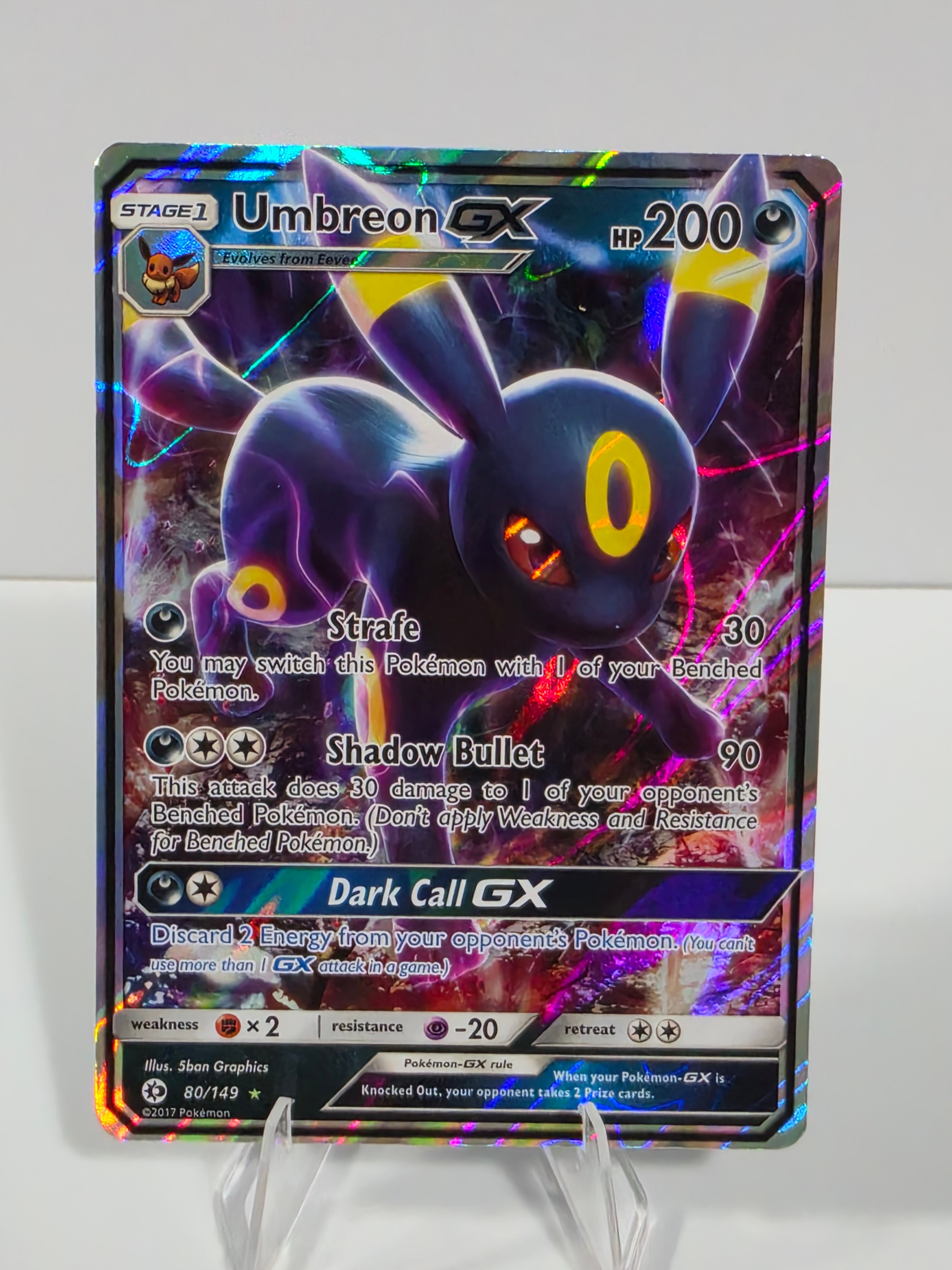Pokémon trading card featuring Umbreon GX on a white background