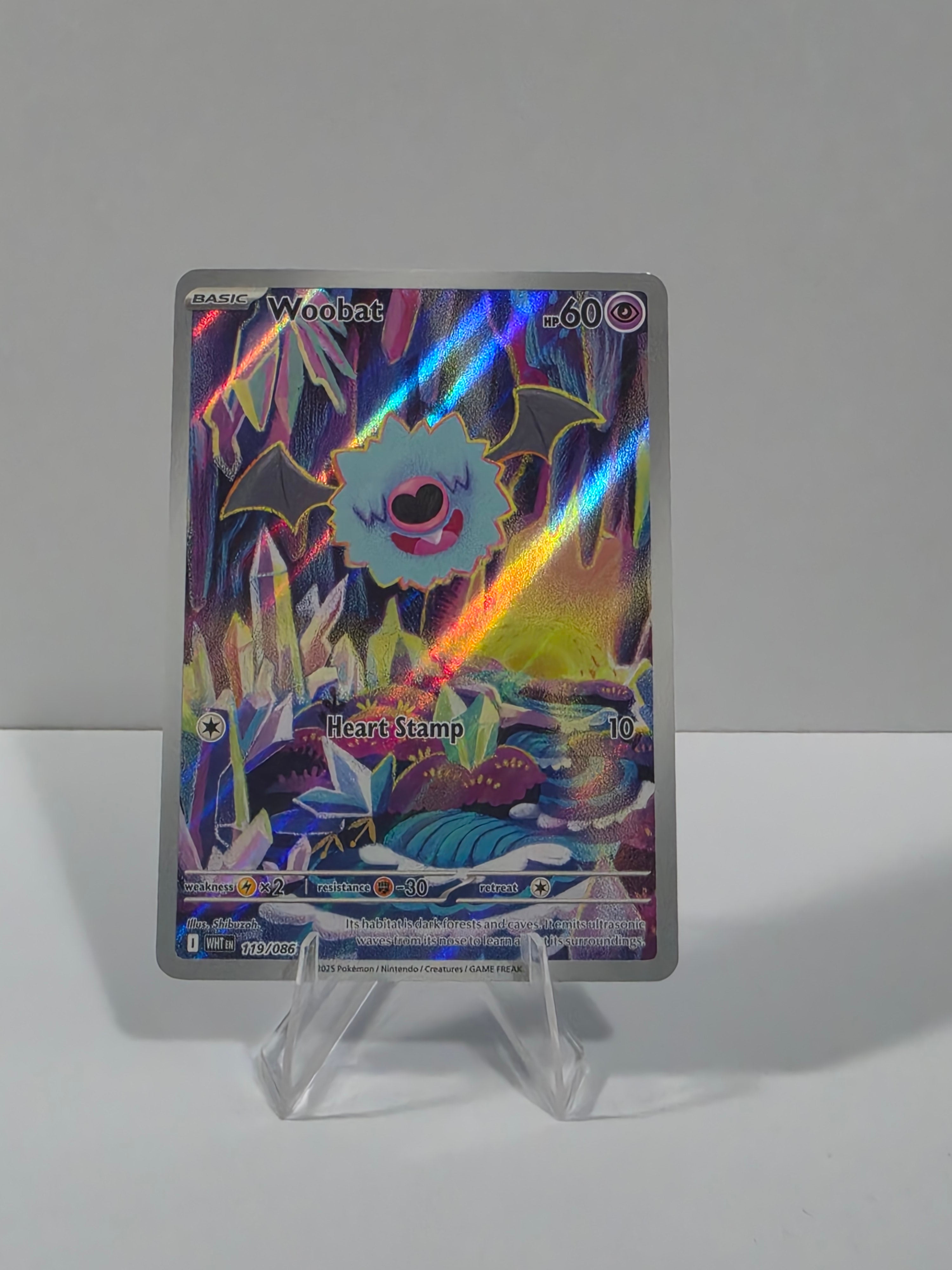 Colorful trading card with a character on a white background